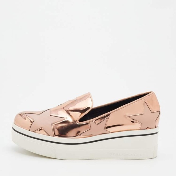 Stella McCartney Metallic Rose Gold  Binx Star Platform Slip On Sneakers - Picture 1 of 8